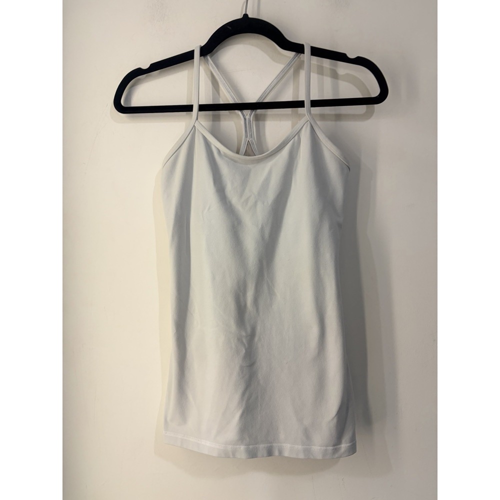lululemon Power Y Tank Women's 6 White Racerback Built In Bra Yoga Luon
